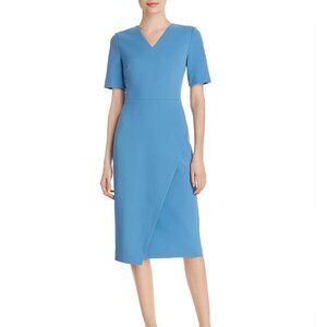 Boss by Hugo Boss Women's Blue Daissa Faux Wrap Sheath Dress Size 4 NWT